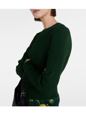 Vestido midi de raso de tela jersey asimétrico Burberry verde