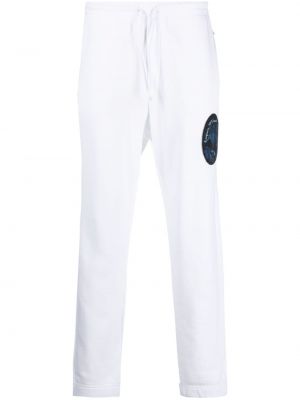 Bavlnené teplákové nohavice Emporio Armani biela