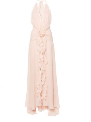 Sukienka długa w kwiatki Blumarine różowa
