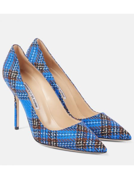 Sjekket pumps Manolo Blahnik blå