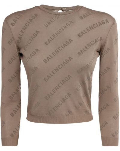 Плетен пуловер Balenciaga бежово
