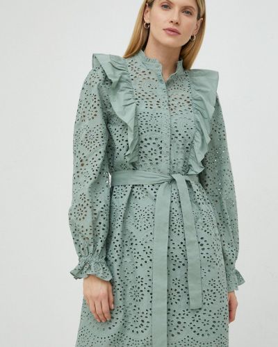 Бавовняна сукня міні Bruuns Bazaar зелена