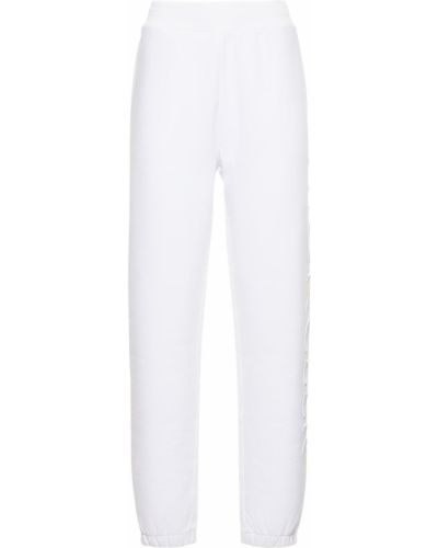 Bavlněné sportovní kalhoty jersey Moncler bílé