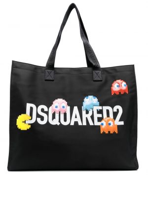 Τσάντα shopper με σχέδιο Dsquared2 μαύρο
