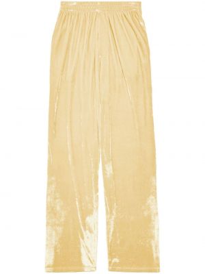Aksamitne proste spodnie Balenciaga żółte