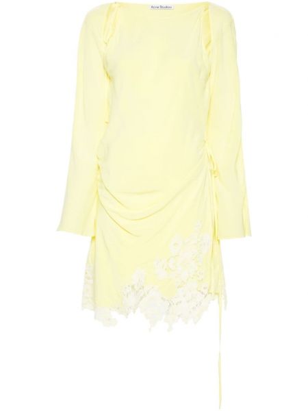 Mežģīņu kleita ar šķēlumu ar ziediem Acne Studios dzeltens
