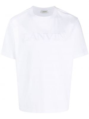 Памучна тениска бродирана с кръгло деколте Lanvin бяло