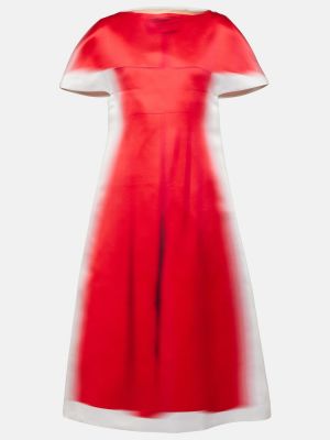 Jedwabna sukienka midi z nadrukiem Loewe czerwona