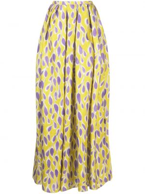 Kvetinová dlhá sukňa s potlačou Bambah žltá