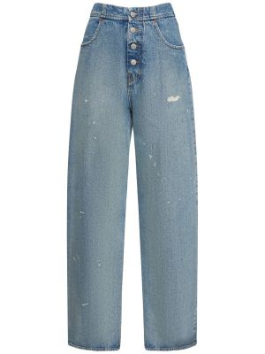 Jeans a vita alta di cotone Mm6 Maison Margiela blu