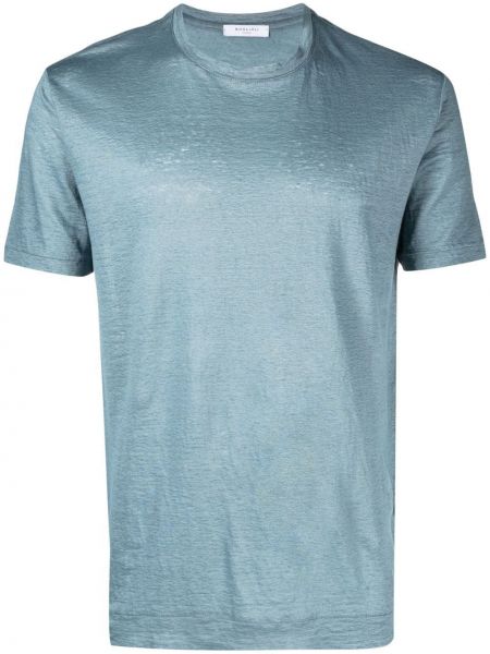 T-shirt en lin avec manches courtes Boglioli bleu