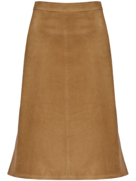 Semišová midi sukňa Ferragamo hnedá