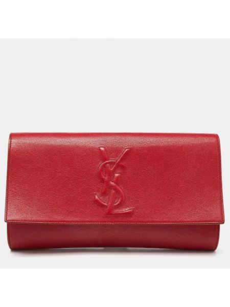 Bolso clutch de cuero retro Yves Saint Laurent Vintage rojo