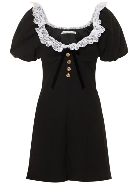 Krepové vlnené mini šaty Alessandra Rich čierna