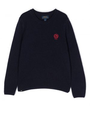 Tröja med broderi för tjejer Ralph Lauren Kids blå