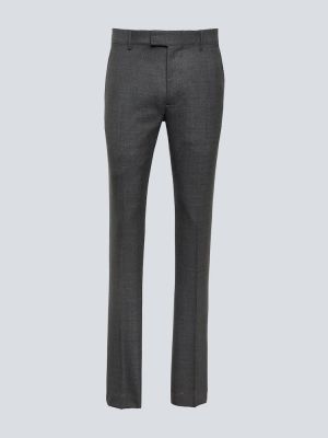 Вълнени класически панталони slim Ami Paris сиво