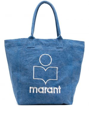 Шопинг чанта с принт Isabel Marant синьо
