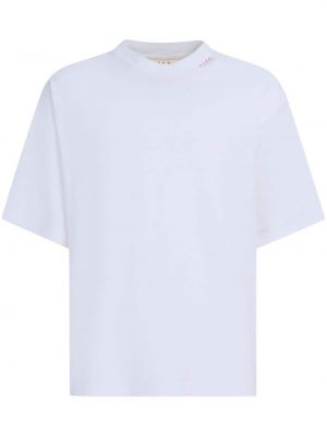 Βαμβακερή μπλούζα με κέντημα Marni λευκό