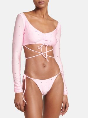 Bikini ar kristāliem Alessandra Rich rozā