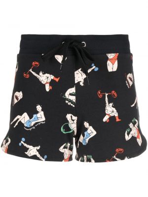 Trykt bomull shorts Moschino svart