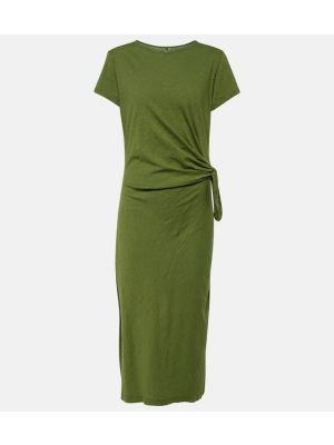 Zielona aksamitna sukienka midi bawełniana z dżerseju Velvet