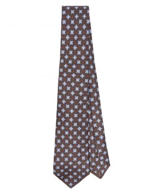 Φλοράλ γραβάτα με σχέδιο Kiton καφέ