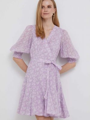 Sukienka mini bawełniana Polo Ralph Lauren fioletowa