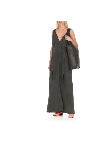 Vestido largo de algodón con escote v Uma Wang gris
