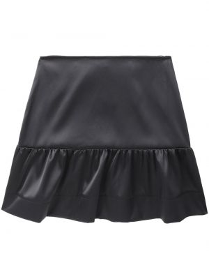 Peplum saténové mini sukně Ganni černé