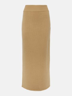 Kašmírová vlnená midi sukňa Totême hnedá