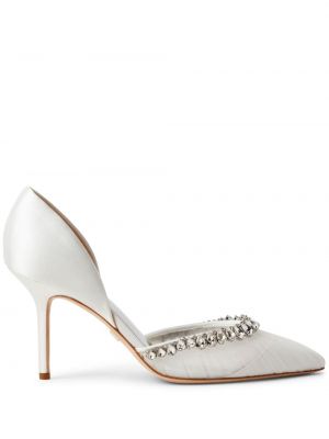 Полуотворени обувки с кристали Badgley Mischka бяло