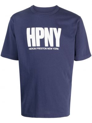 Bavlněné tričko s potiskem Heron Preston modré