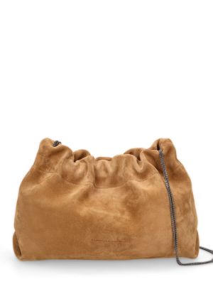 Kožna clutch torbica od velura Brunello Cucinelli