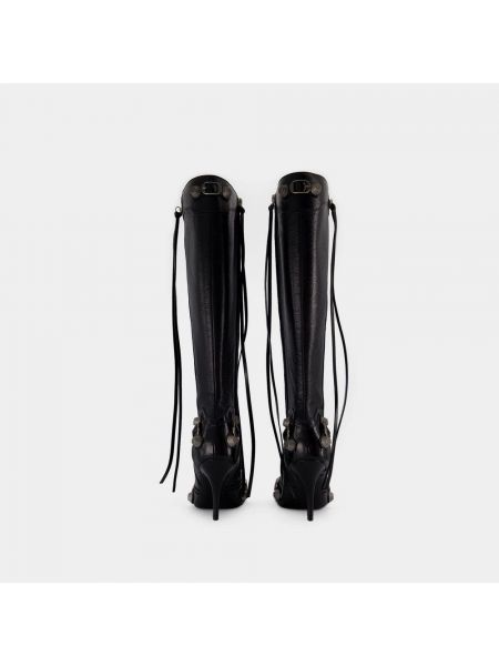 Botas altas de cuero con tacón Balenciaga negro