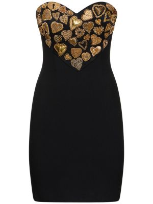 Viskózové saténové mini šaty Moschino černé