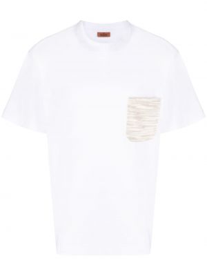 Koszulka bawełniana z kieszeniami Missoni biała