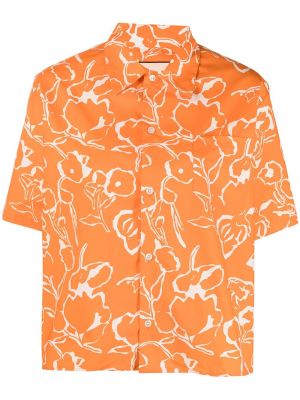 Camisa de flores con estampado Plan C naranja