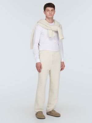 Spodnie sportowe wełniane z alpaki Auralee białe