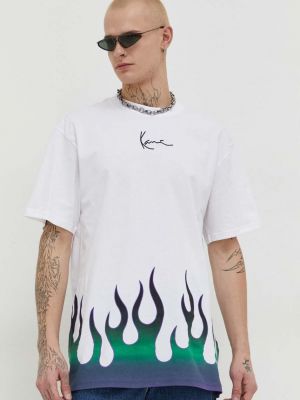 Bavlněné tričko s potiskem Karl Kani bílé