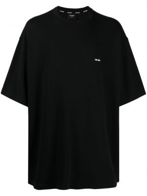T-shirt brodé en coton Team Wang Design noir