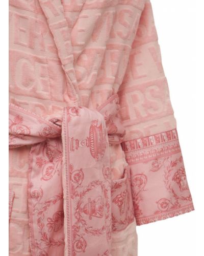 Памучен халат Versace розово
