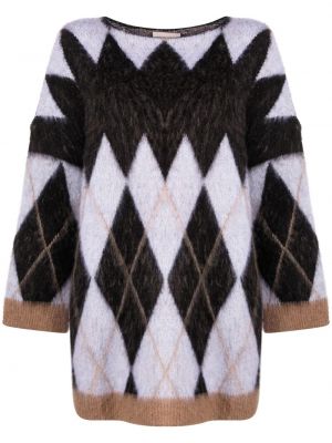 Oversized sveter s vzorom argyle Semicouture