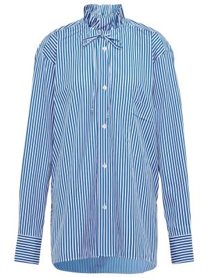 Pruhovaná bavlnená košeľa Plan C modrá