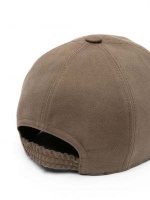 Haftowana czapka z daszkiem bawełniana Lanvin brązowa