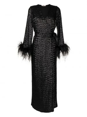 Hedvábné dlouhé šaty s flitry Gilda & Pearl - černá