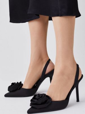 Туфли на каблуке в цветочек с открытой пяткой Karen Millen черные