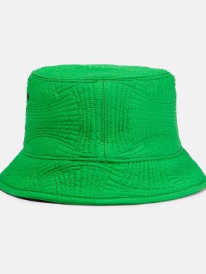 Pikowany nylonowy kapelusz Bottega Veneta zielony
