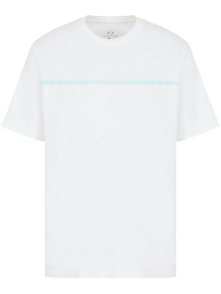 Pamut hímzett póló Armani Exchange fehér