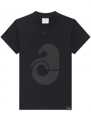 Памучна тениска Courreges черно