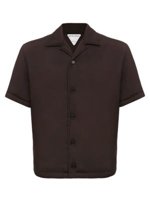 Рубашка из вискозы Bottega Veneta коричневая